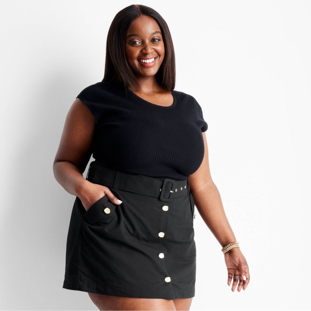 Women's Belted Button-Front Denim Mini Skirt - Future Collective w/Jenee Naylor